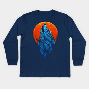 Bloodmoon wolf Kids Long Sleeve T-Shirt